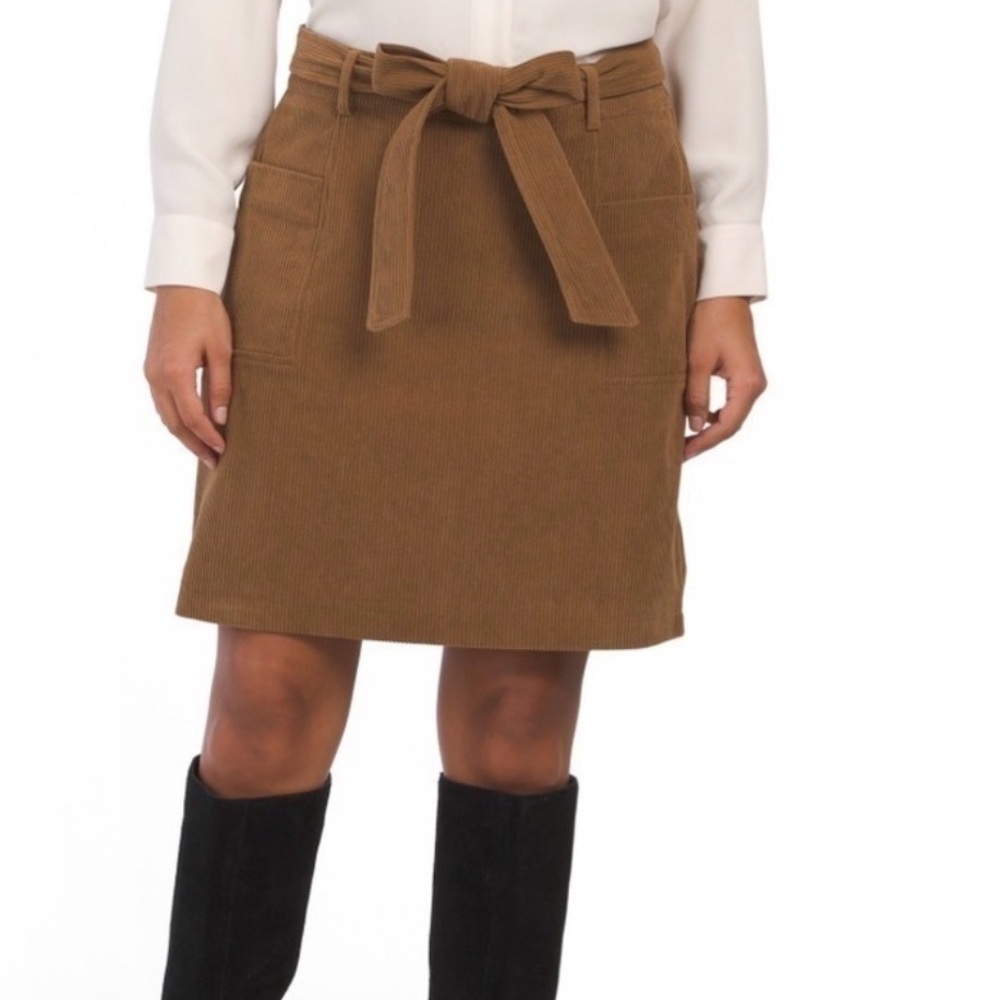 Bagatelle Brown Corduroy Midi Skirt Women’s Size Small With Tie Belt